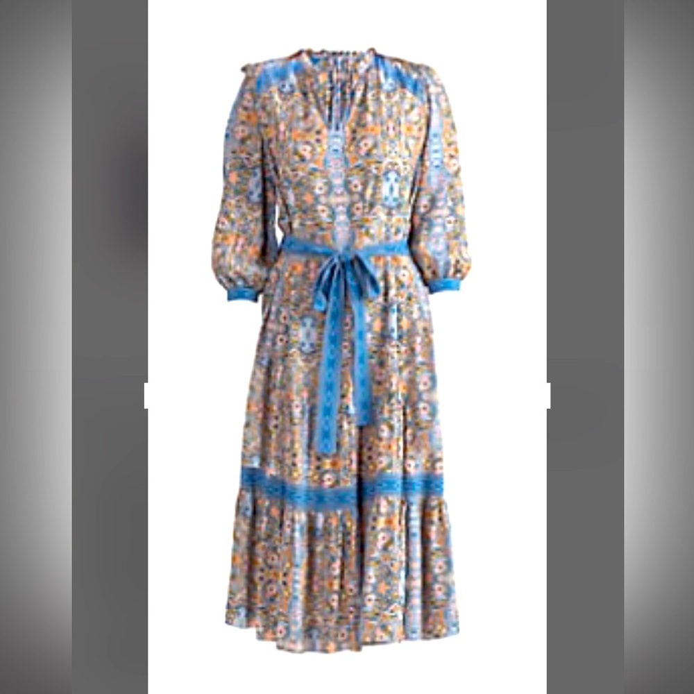 Shoshanna Georgina Printed Tiewaist MidiDress